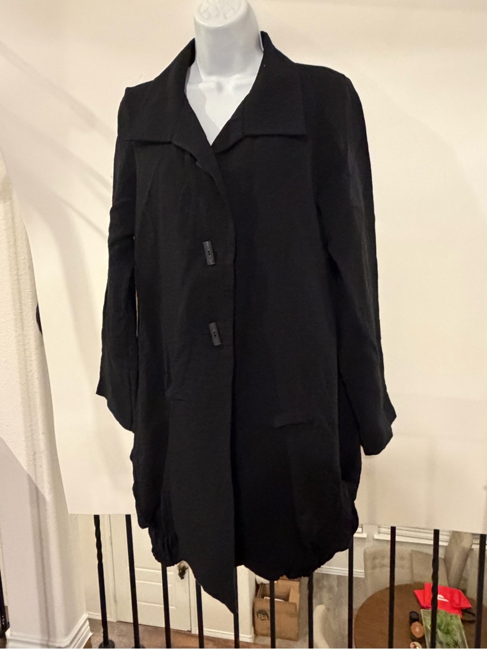 Connie’s Moonlight  Women's Black Lightweight Button Jacket Size S Rayon Nylon